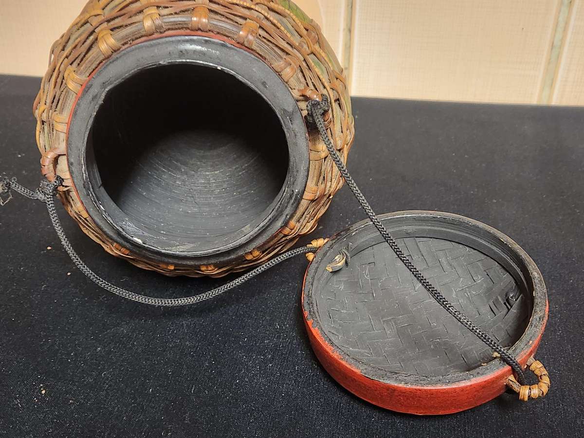 VINTAGE THAILAND BAMBOO RICE BUCKET 2 OF 2