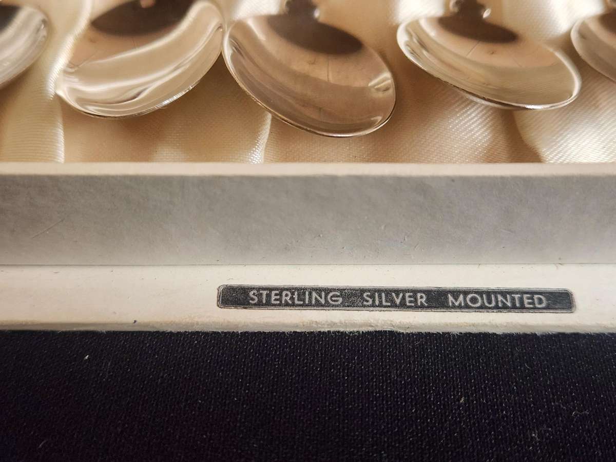 ATAAHUA STERLING SILVER AND PAUA SHELL INLAY COFFEE SPOON SET