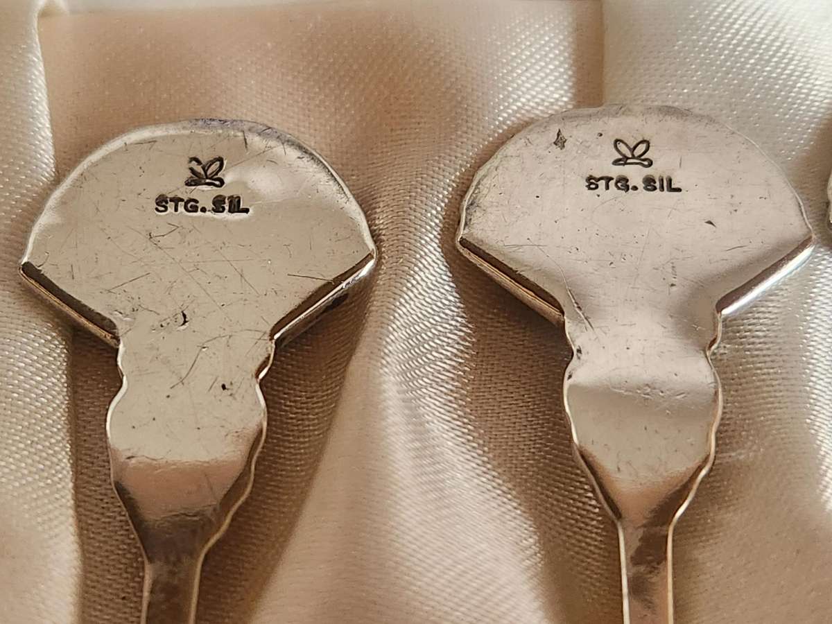 ATAAHUA STERLING SILVER AND PAUA SHELL INLAY COFFEE SPOON SET