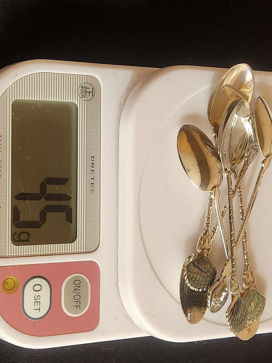 ATAAHUA STERLING SILVER AND PAUA SHELL INLAY COFFEE SPOON SET