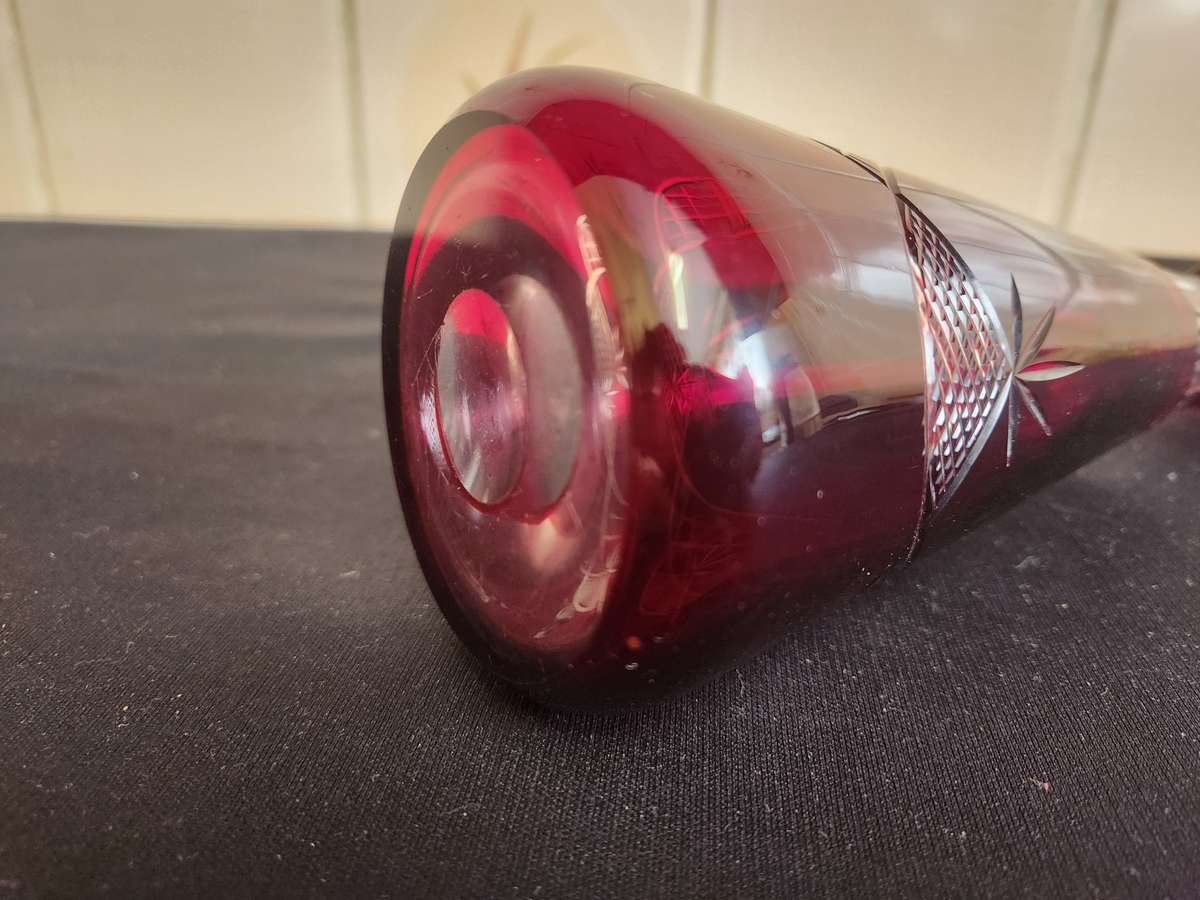 DARK AMETHYST BOHEMIAN CUT GLASS CRYSTAL DECANTER