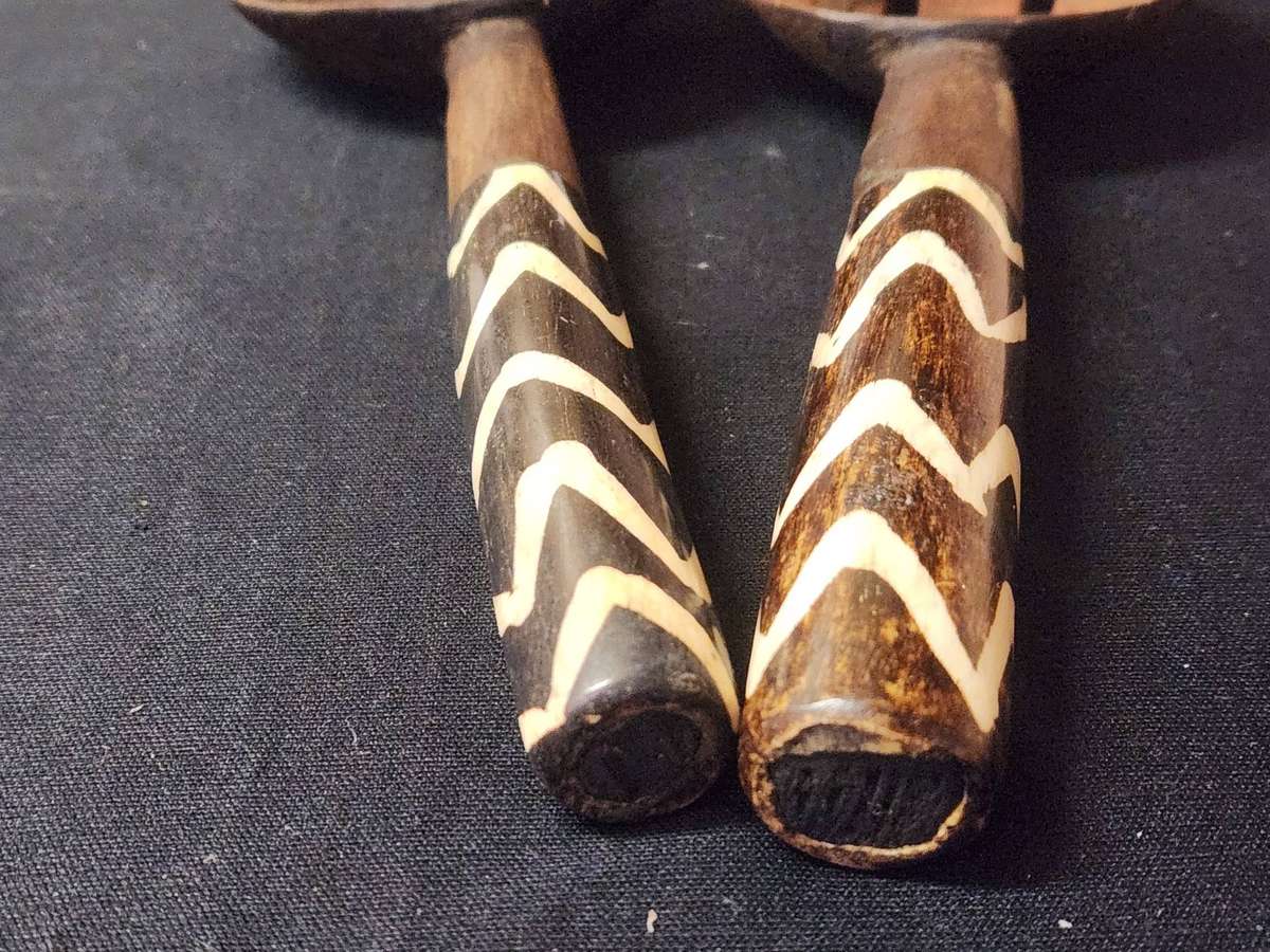 Ethnic African Wooden Salad Servers - 2 sets