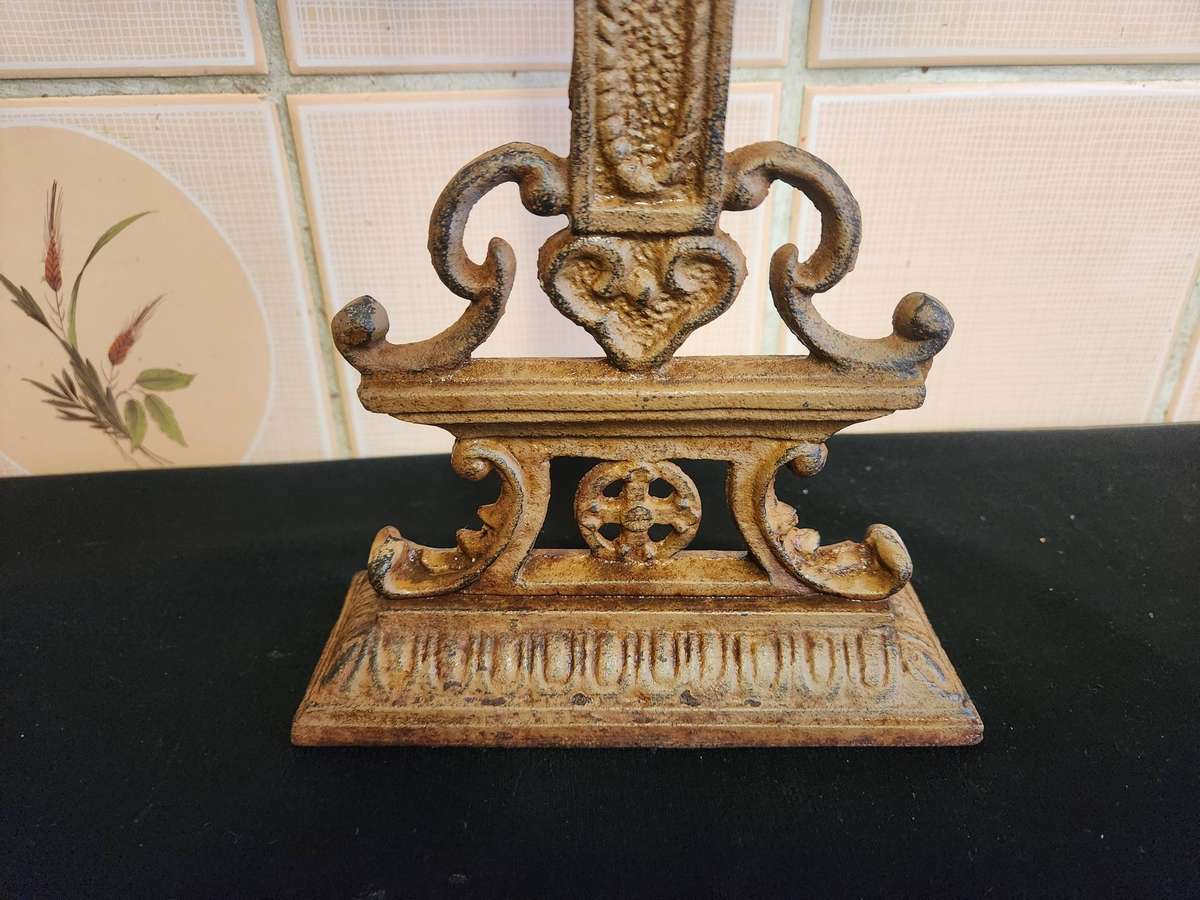 Rustic Cast Iron Victorian Style Ornate Standing Crucifix