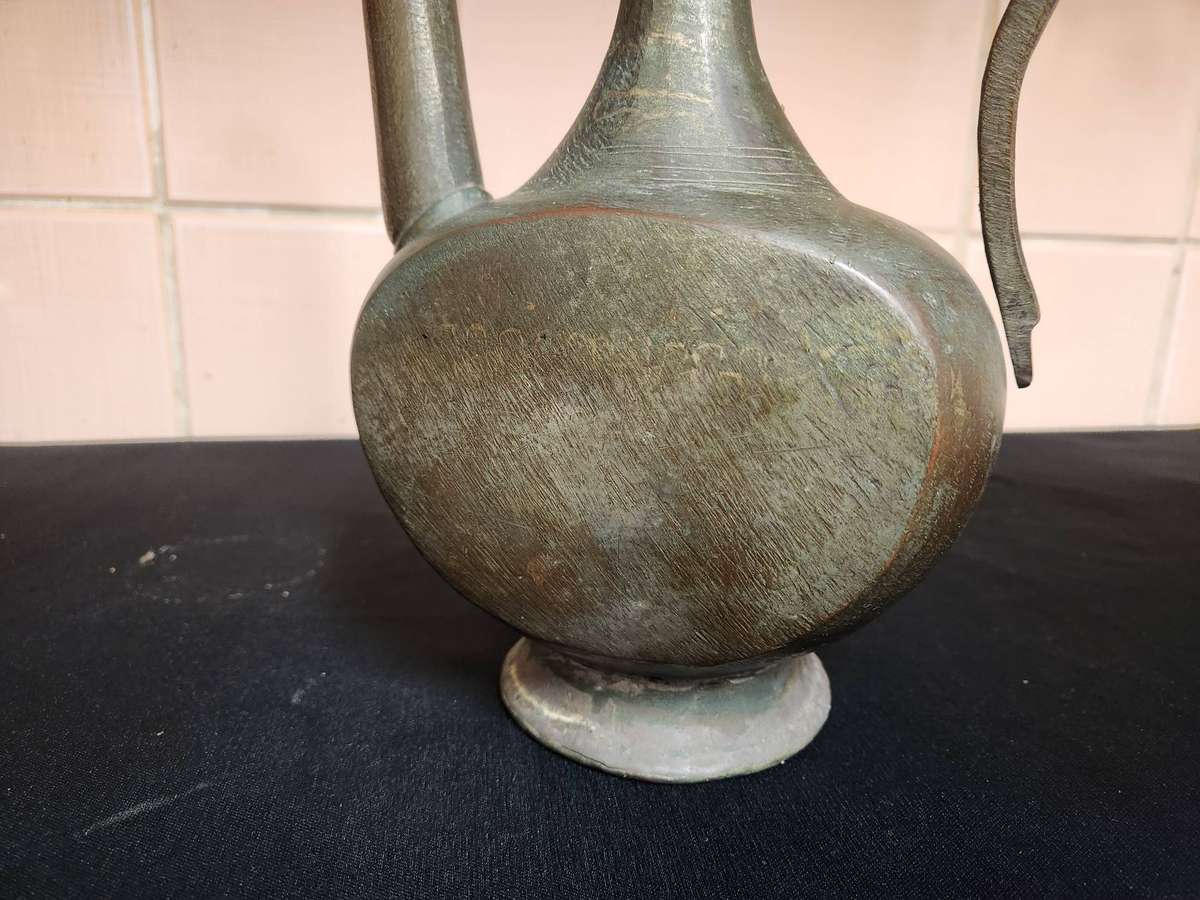19th CENTURY ANTIQUE MIDDLE EASTERN QAJAR ERA COPPER EWER/PITCHER