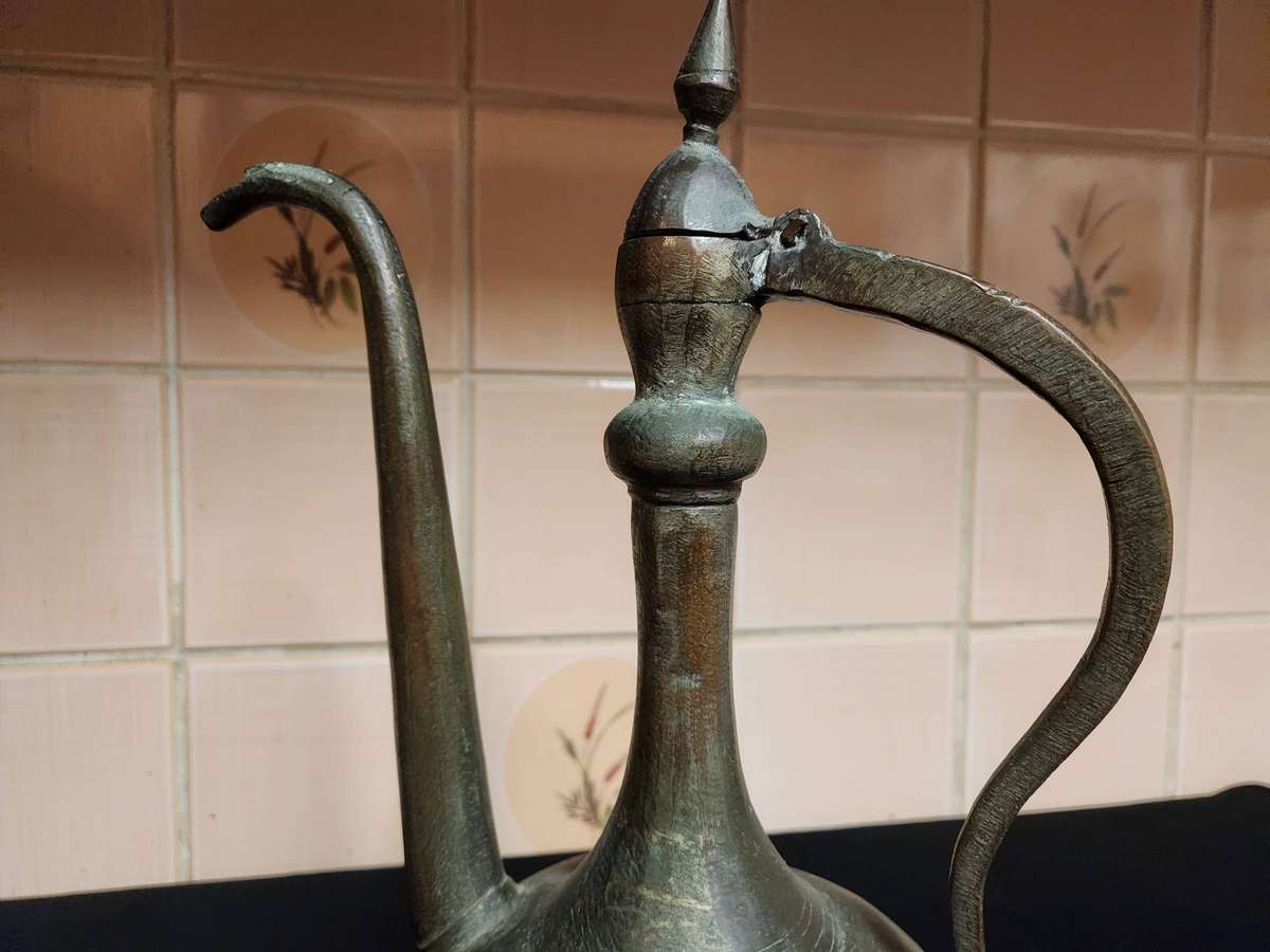 19th CENTURY ANTIQUE MIDDLE EASTERN QAJAR ERA COPPER EWER/PITCHER