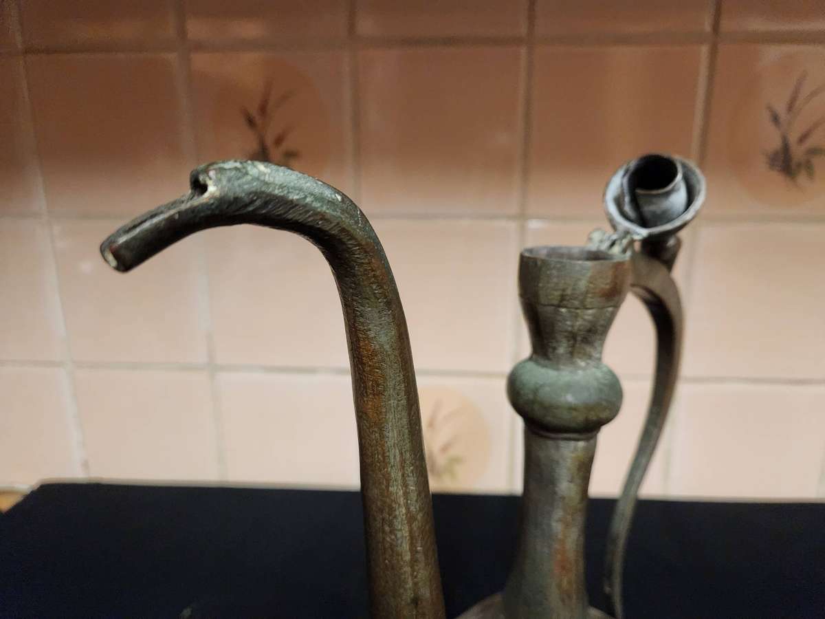 19th CENTURY ANTIQUE MIDDLE EASTERN QAJAR ERA COPPER EWER/PITCHER