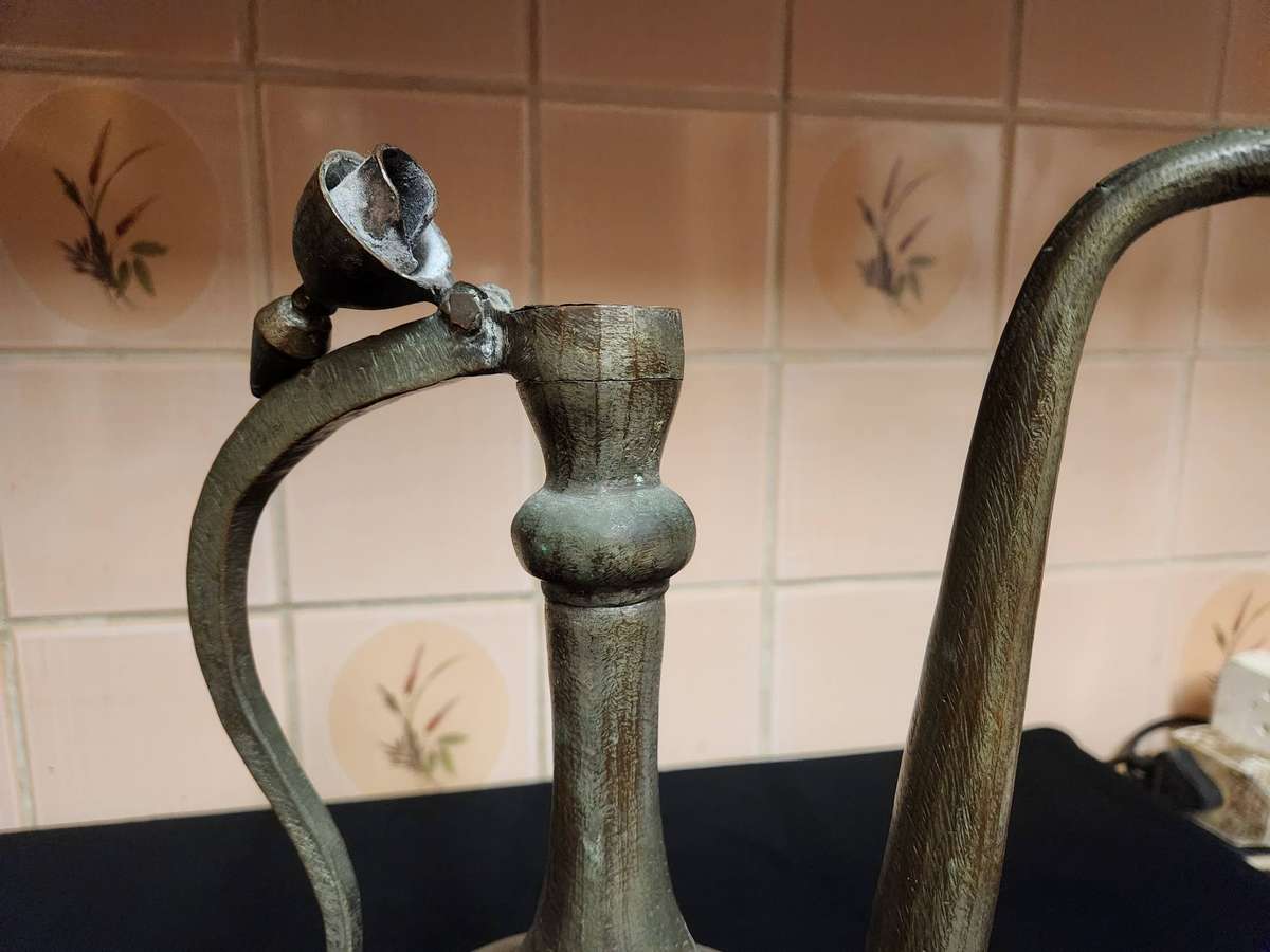 19th CENTURY ANTIQUE MIDDLE EASTERN QAJAR ERA COPPER EWER/PITCHER