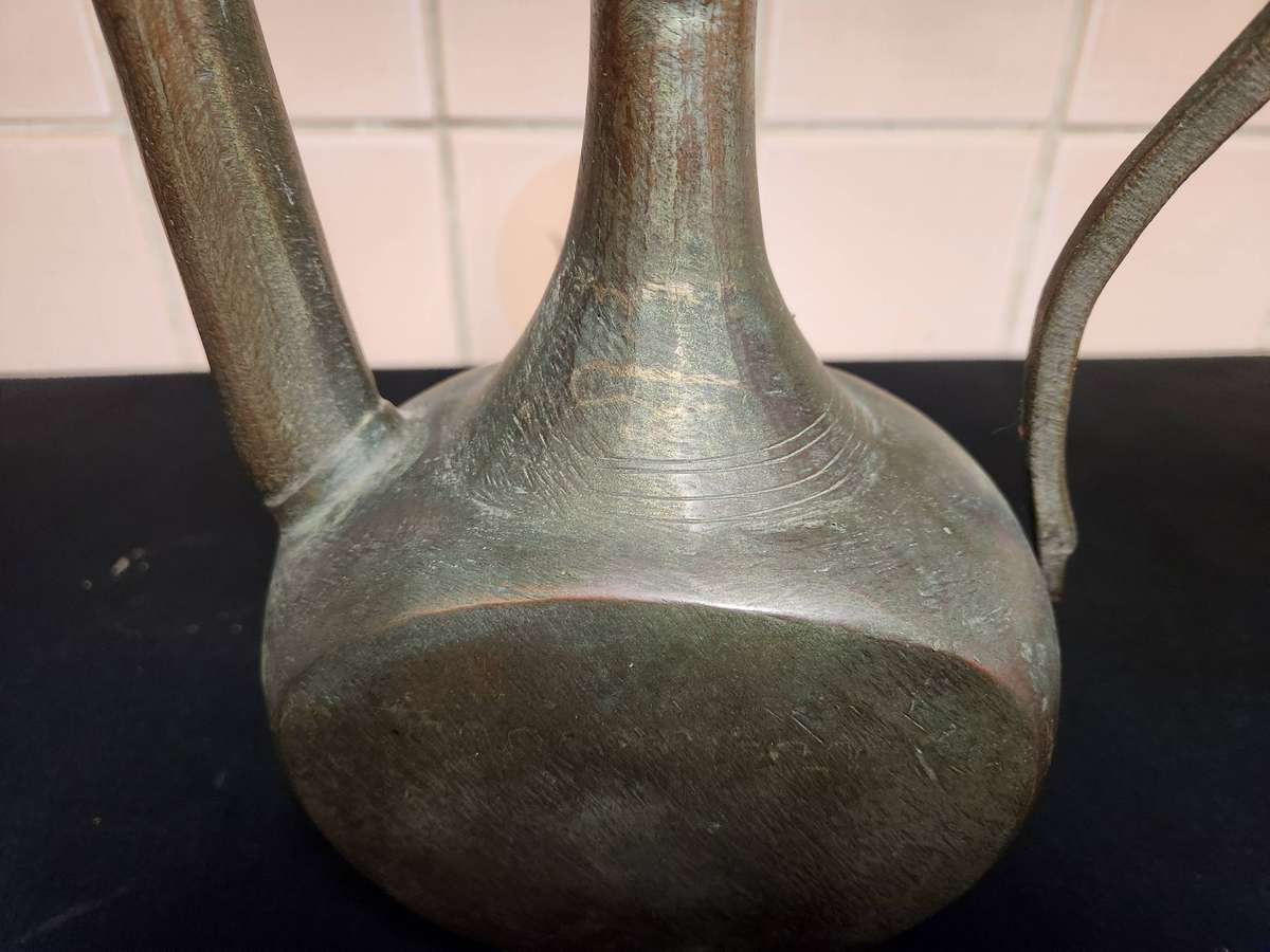 19th CENTURY ANTIQUE MIDDLE EASTERN QAJAR ERA COPPER EWER/PITCHER