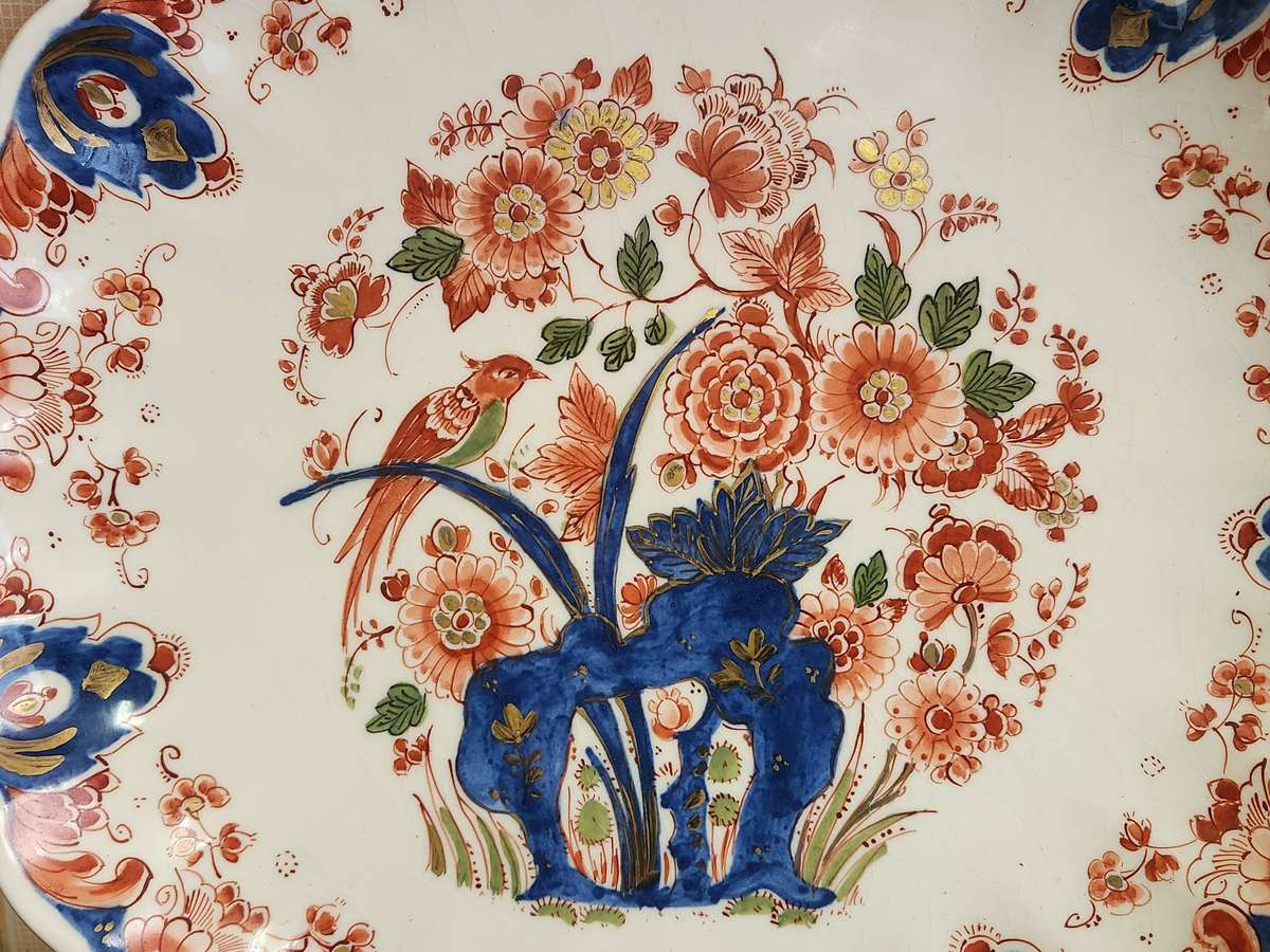 RARE ROYAL DELFT PIJNACKER IMARI STYLE LARGE CHARGER