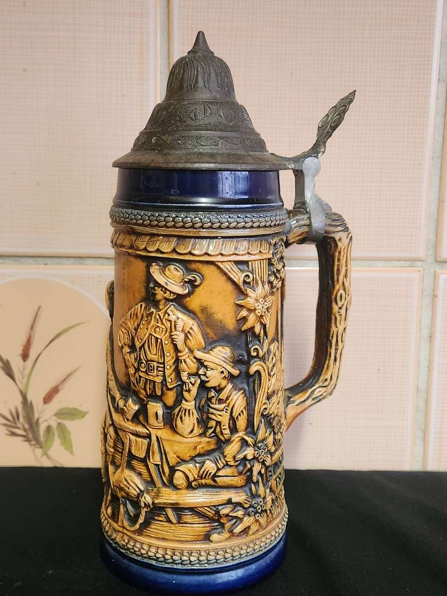 Vintage German Beerstein with a Pewter Lid