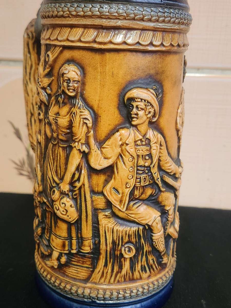 Vintage German Beerstein with a Pewter Lid