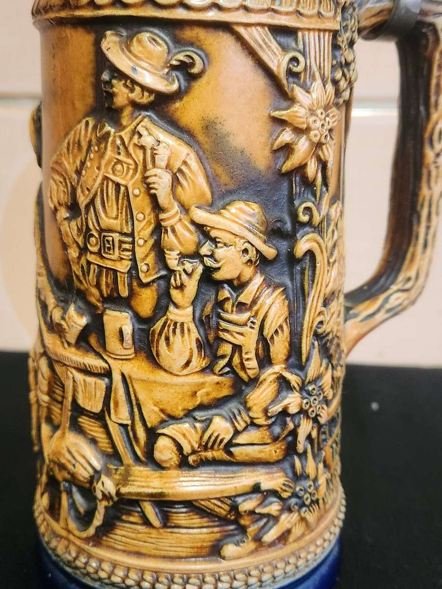 Vintage German Beerstein with a Pewter Lid