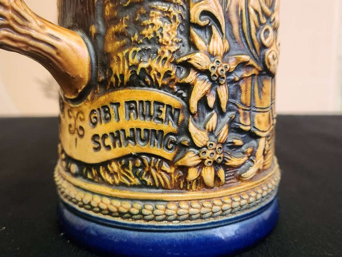 Vintage German Beerstein with a Pewter Lid
