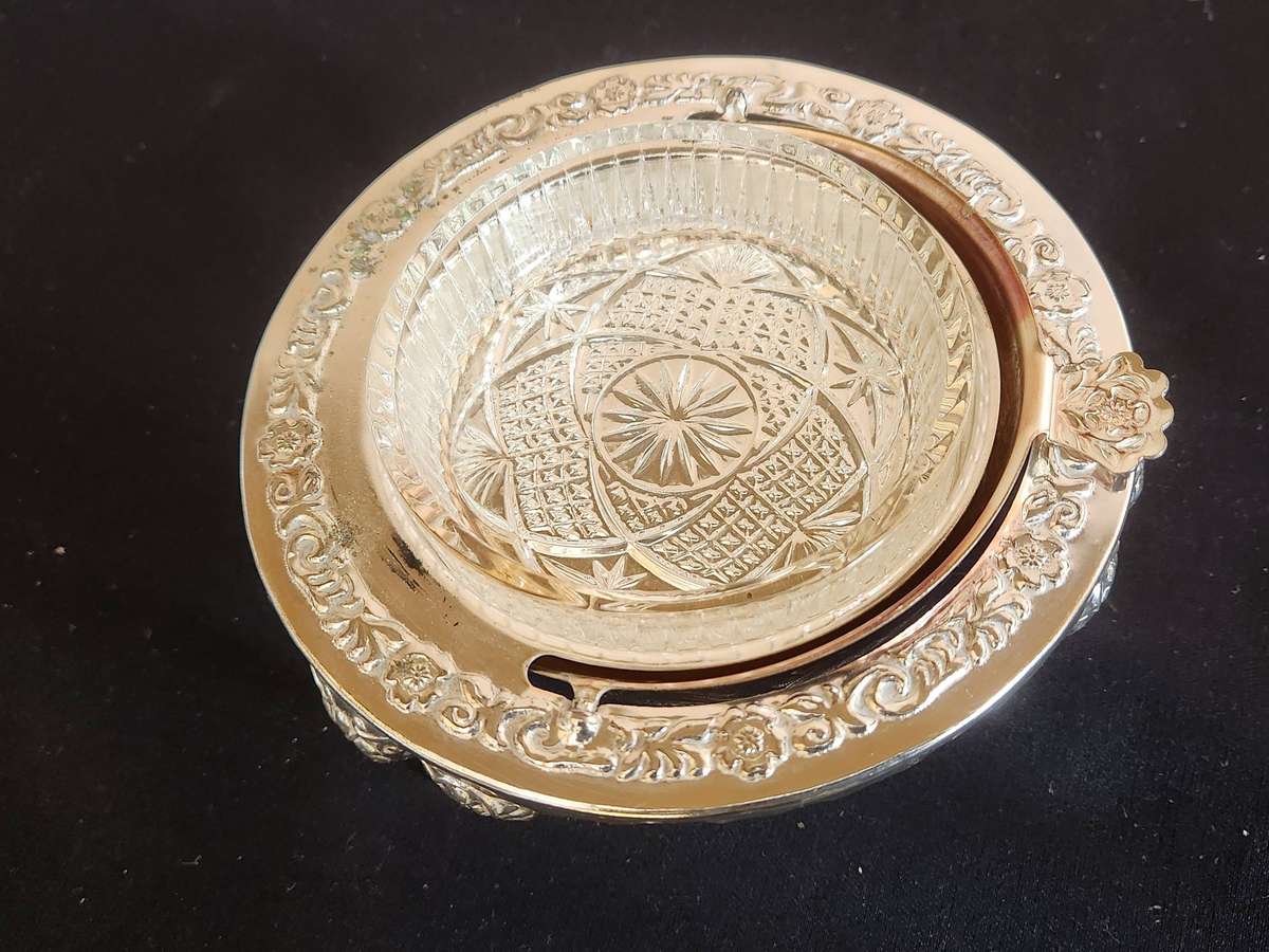 BEAUTIFUL CHROMIUM PLATED FOOTED CAVIAR DISH