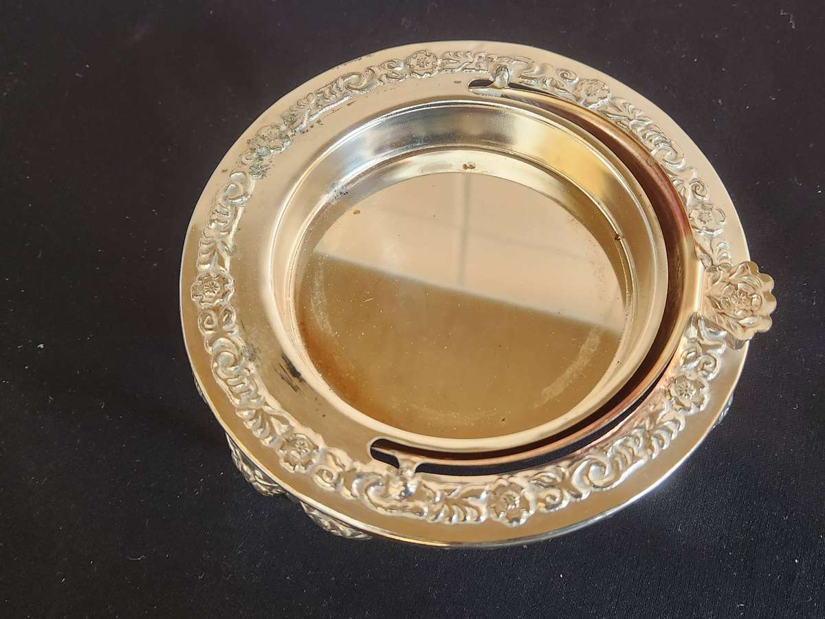 BEAUTIFUL CHROMIUM PLATED FOOTED CAVIAR DISH
