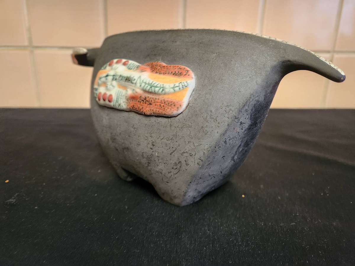 Unique Raku Fired Bull Figurine by Porcupine Ceramics
