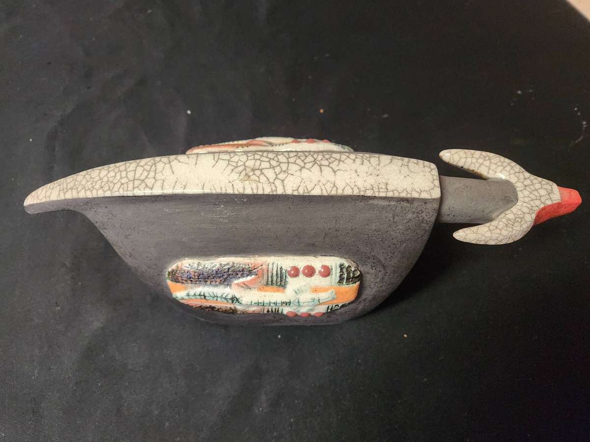 Unique Raku Fired Bull Figurine by Porcupine Ceramics