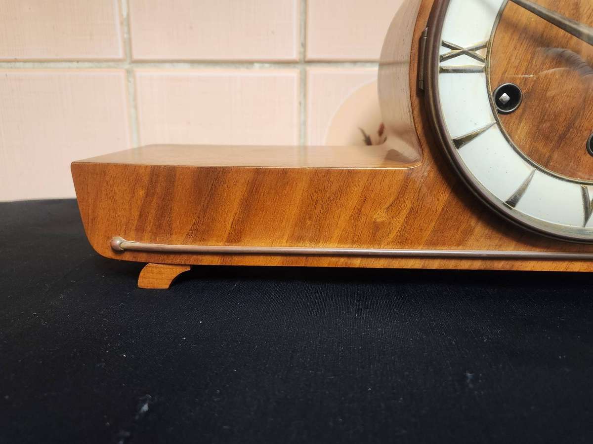 VINTAGE AUGUST SCHATZ AND SOHNE MANTEL CLOCK, WORKING