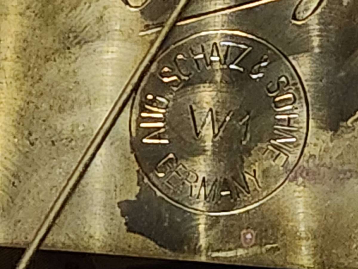 VINTAGE AUGUST SCHATZ AND SOHNE MANTEL CLOCK, WORKING