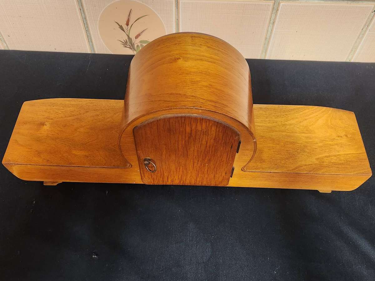 VINTAGE AUGUST SCHATZ AND SOHNE MANTEL CLOCK, WORKING