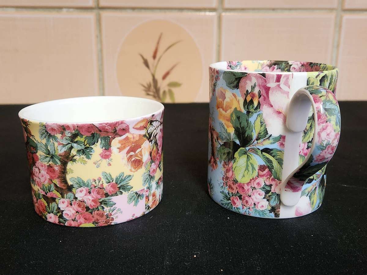 IMPRESSIVE ROB TURNER DESIGNER PORCELAIN MUG AND SUGAR BOWL