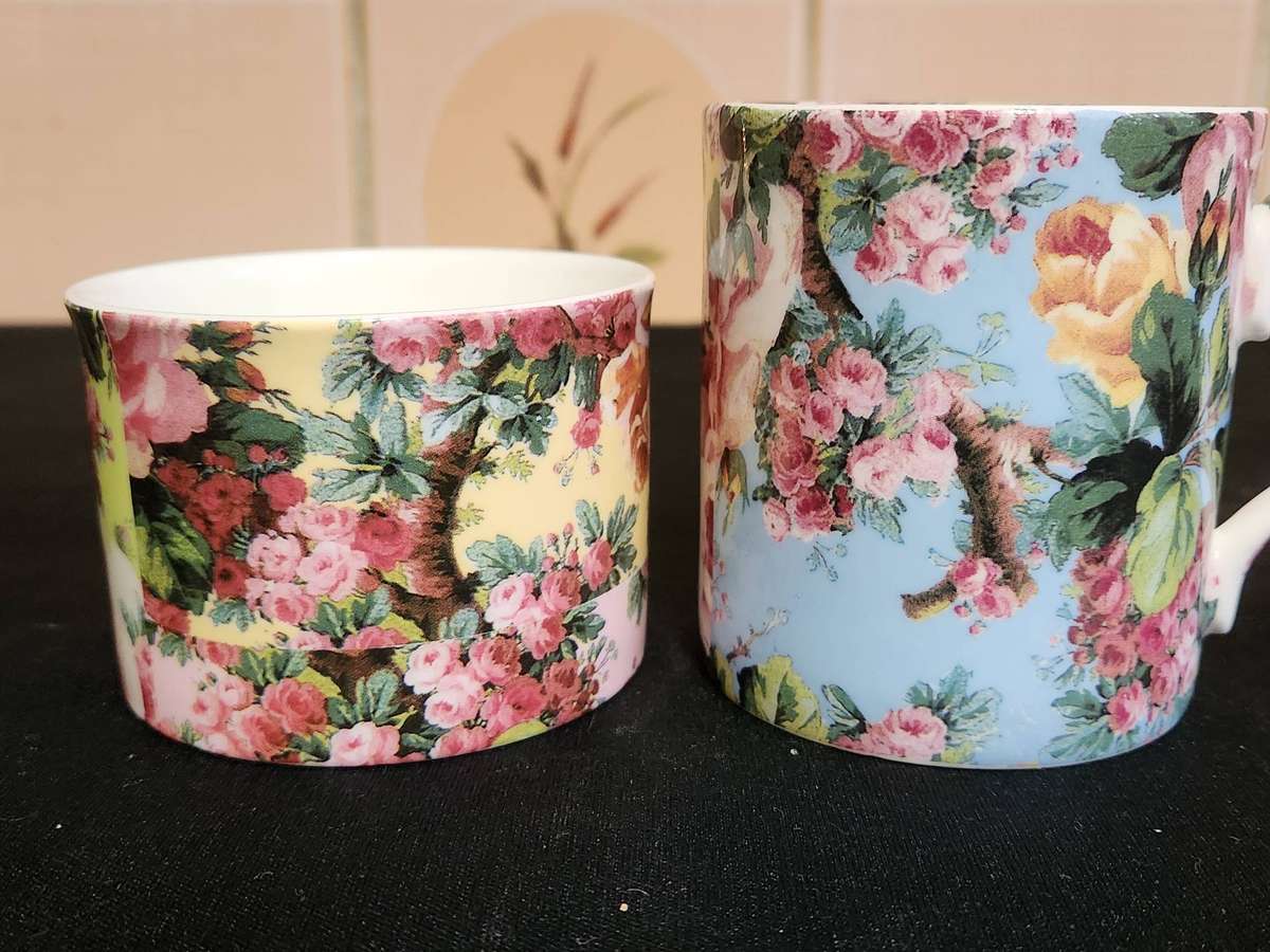 IMPRESSIVE ROB TURNER DESIGNER PORCELAIN MUG AND SUGAR BOWL