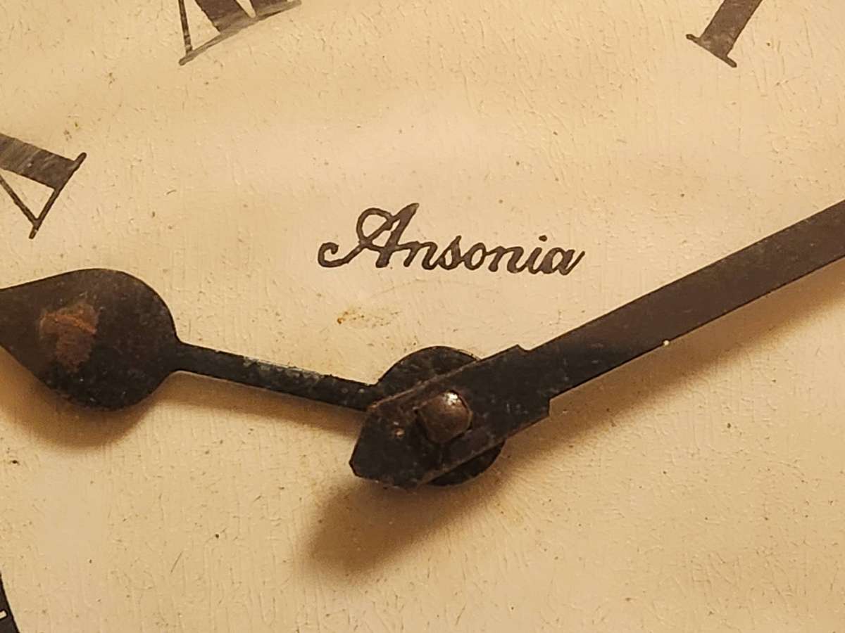 VINTAGE ANSONIA WALL CLOCK, MISSING PENDULUM BUT WORKING