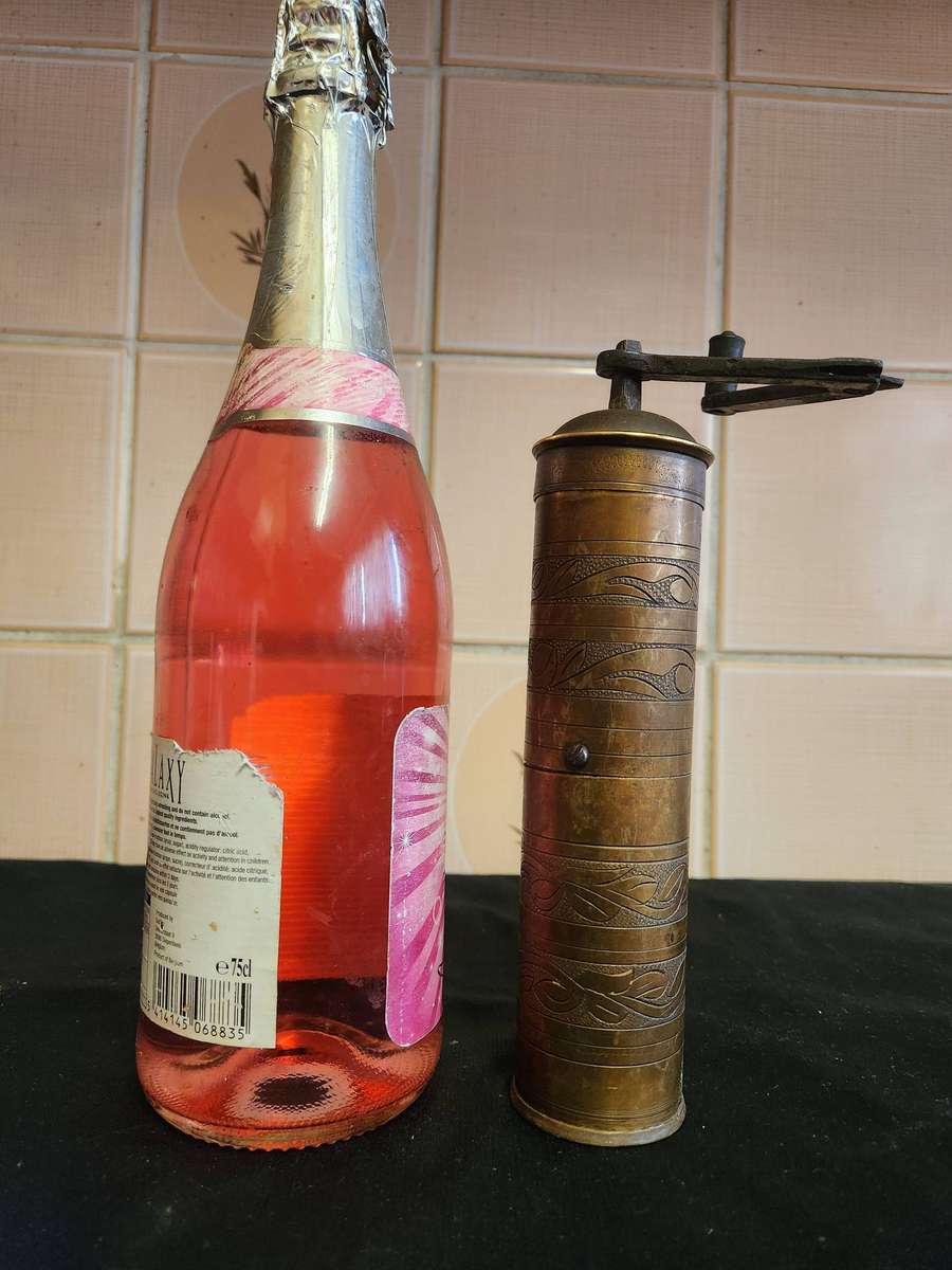 ANTIQUE TURKISH OTTOMAN BRASS COFFEE GRINDER