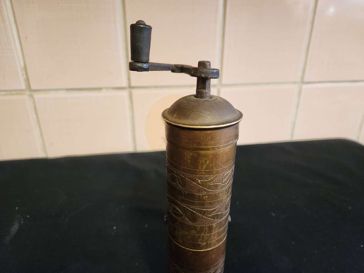 ANTIQUE TURKISH OTTOMAN BRASS COFFEE GRINDER