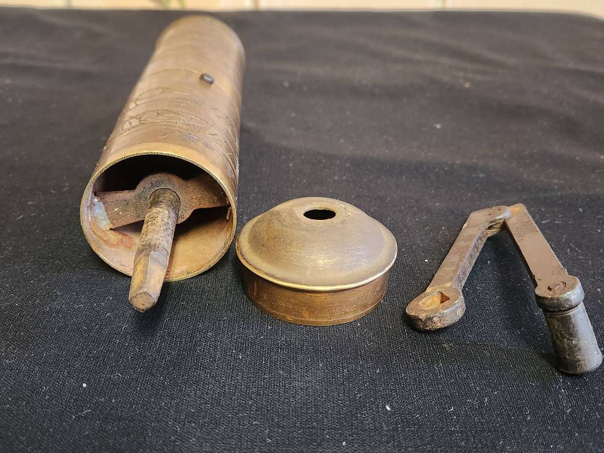 ANTIQUE TURKISH OTTOMAN BRASS COFFEE GRINDER