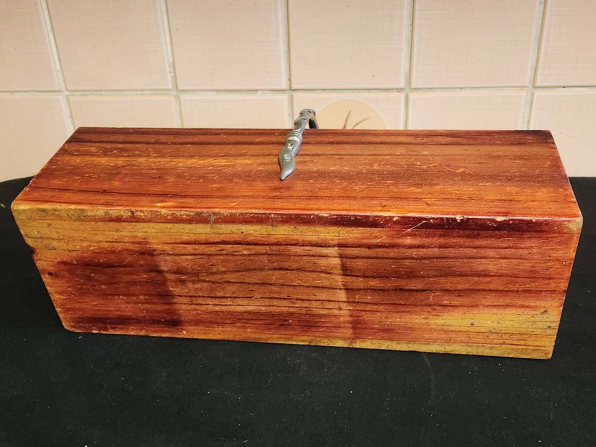 CARROL BOYES EARLY DESIGN WOOD AND PEWTER CUTLERY HOLDER