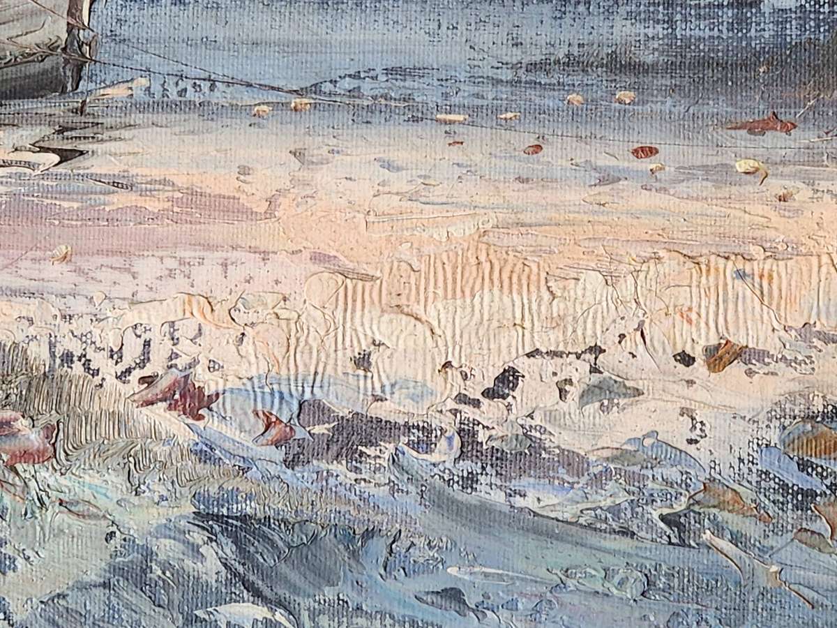 LARGE ORIGINAL OIL ON BOARD SEASCAPE BY H GAILEY