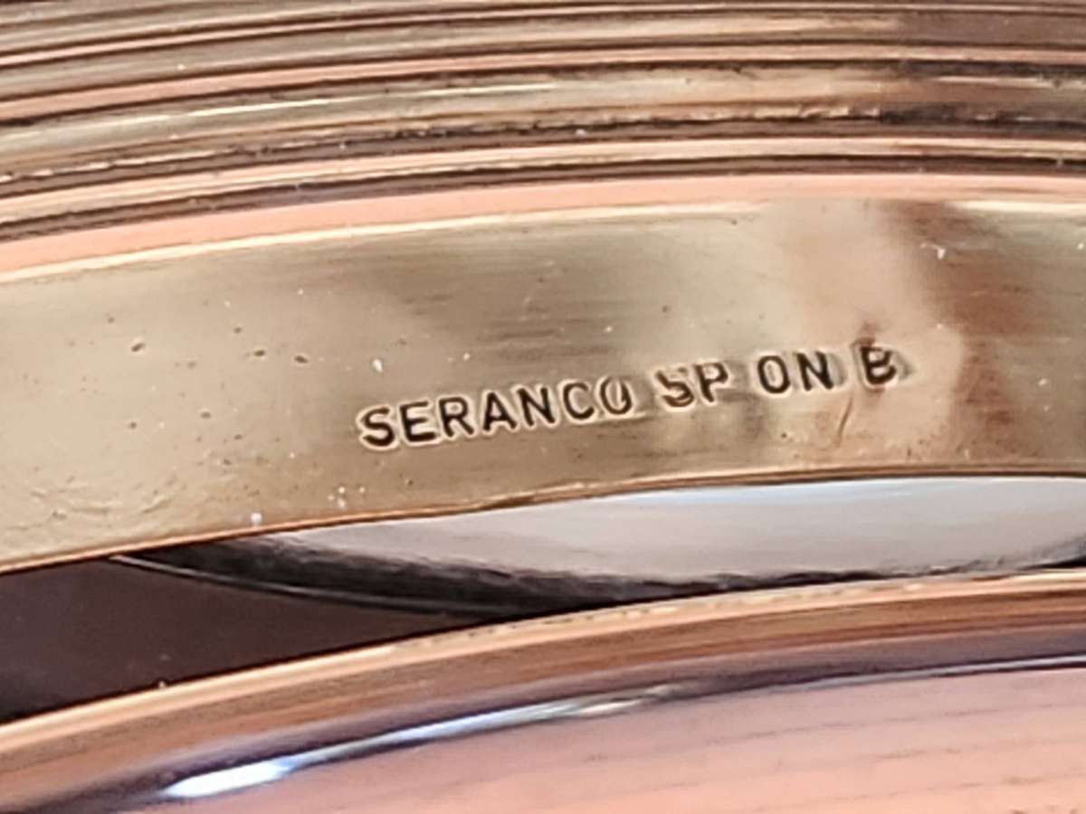 VINTAGE SWIVEL TOP DOMED AND FOOTED SERANCO SILVER PLATED SERVING DISH