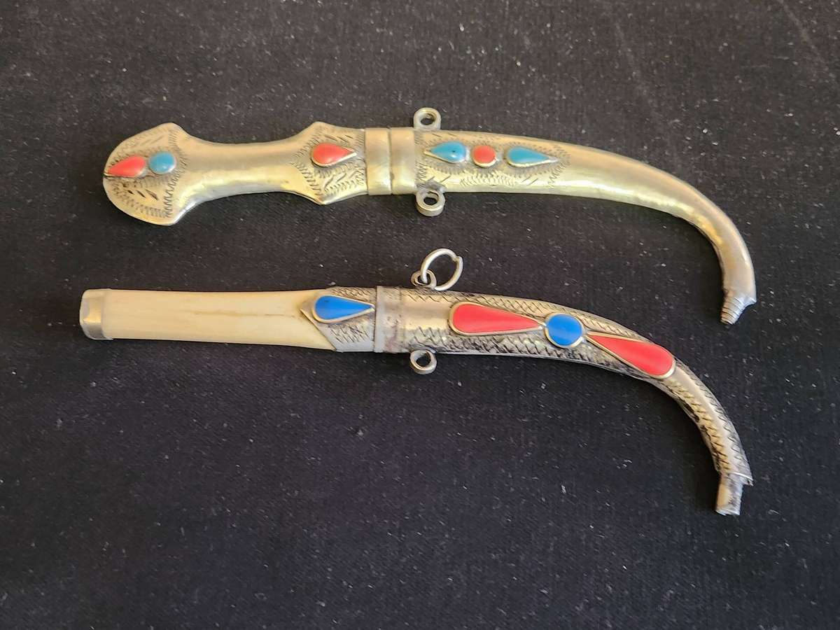 TWO VINTAGE SILVER PLATED MIDDLE EASTERN DAGGERS