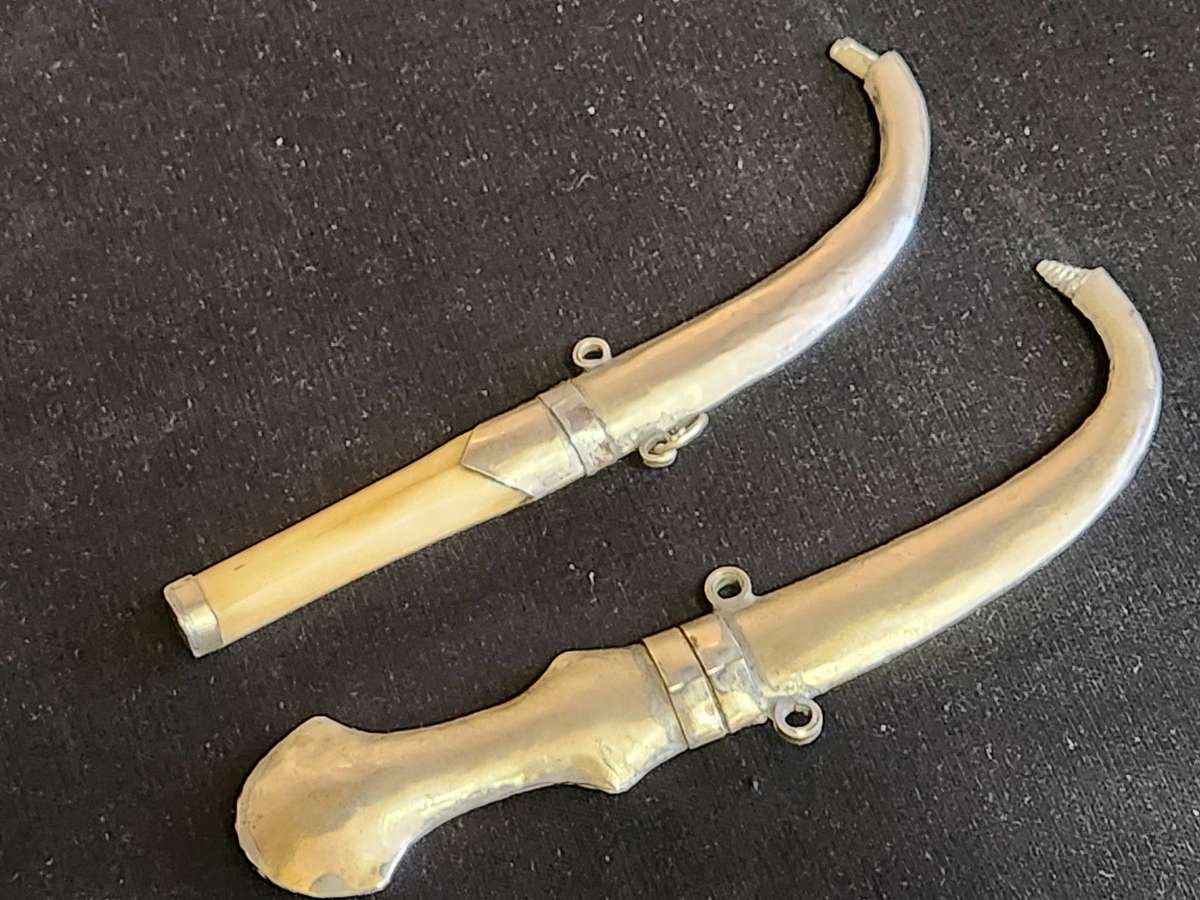 TWO VINTAGE SILVER PLATED MIDDLE EASTERN DAGGERS