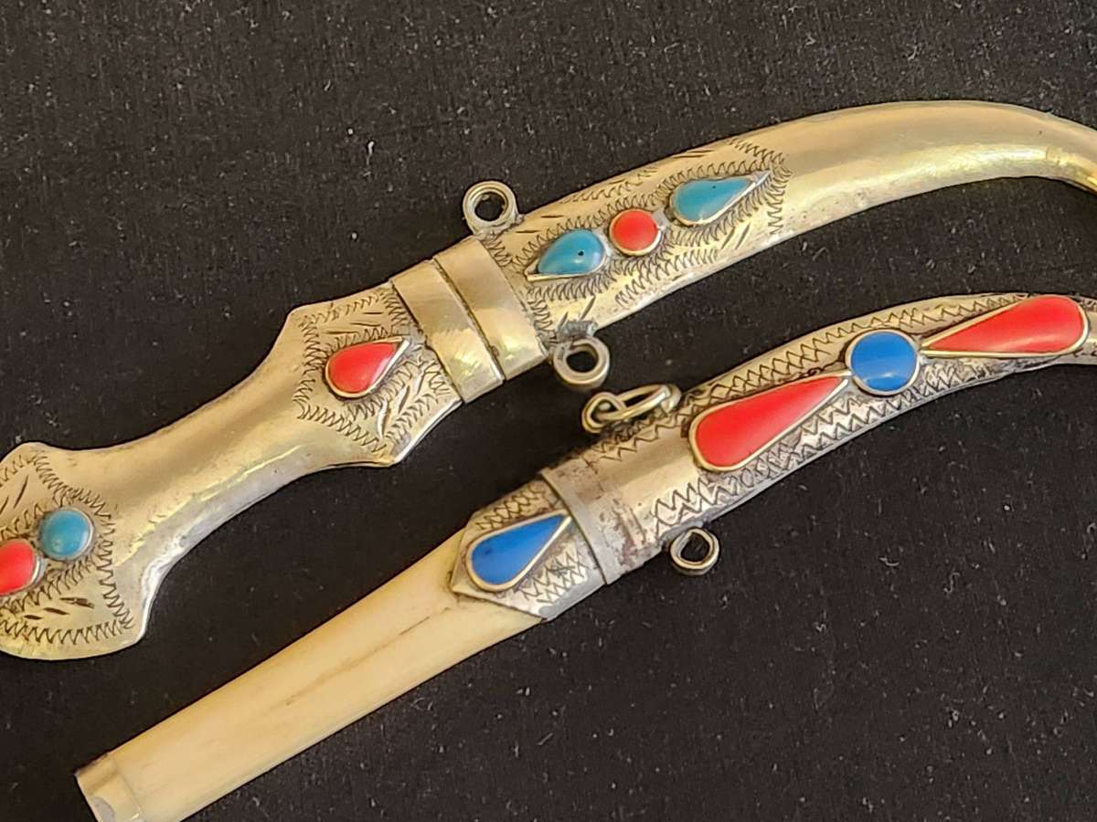 TWO VINTAGE SILVER PLATED MIDDLE EASTERN DAGGERS