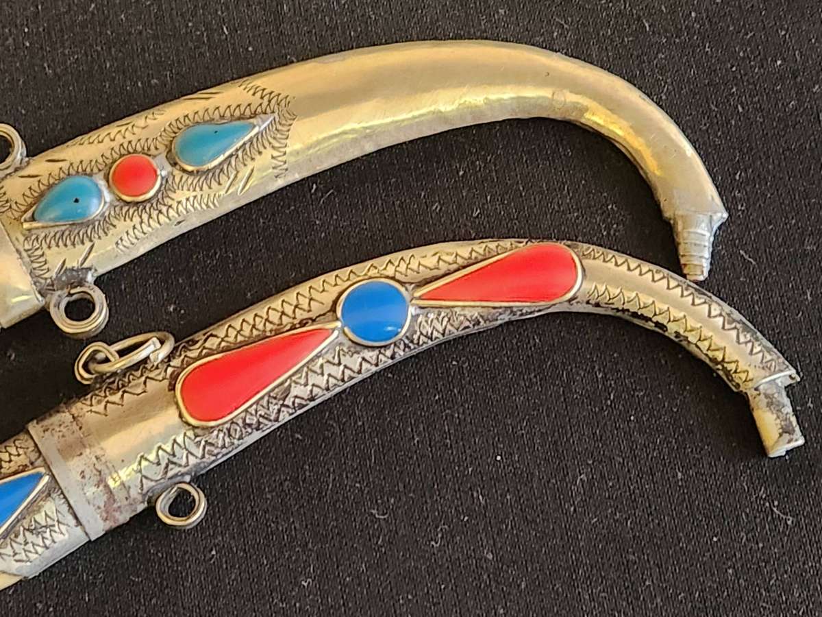 TWO VINTAGE SILVER PLATED MIDDLE EASTERN DAGGERS