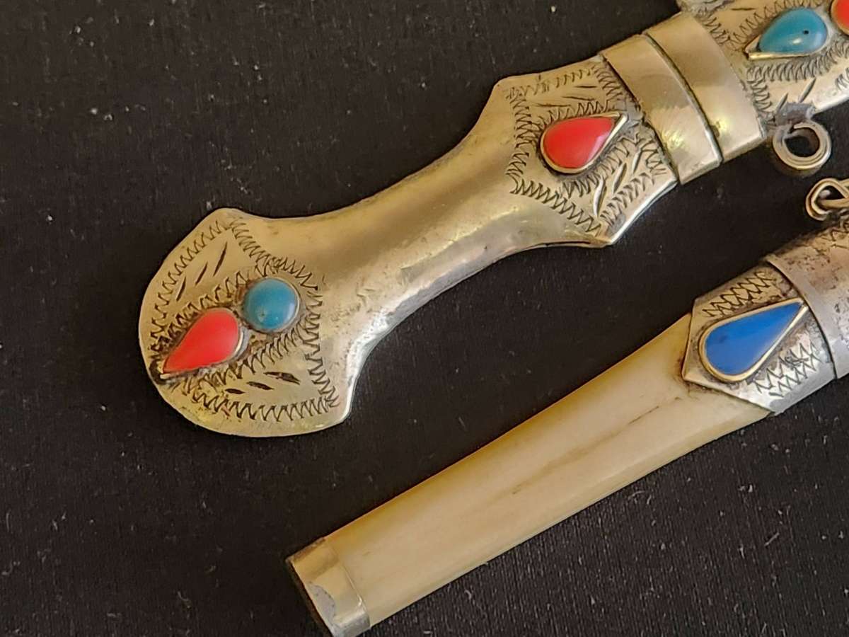 TWO VINTAGE SILVER PLATED MIDDLE EASTERN DAGGERS