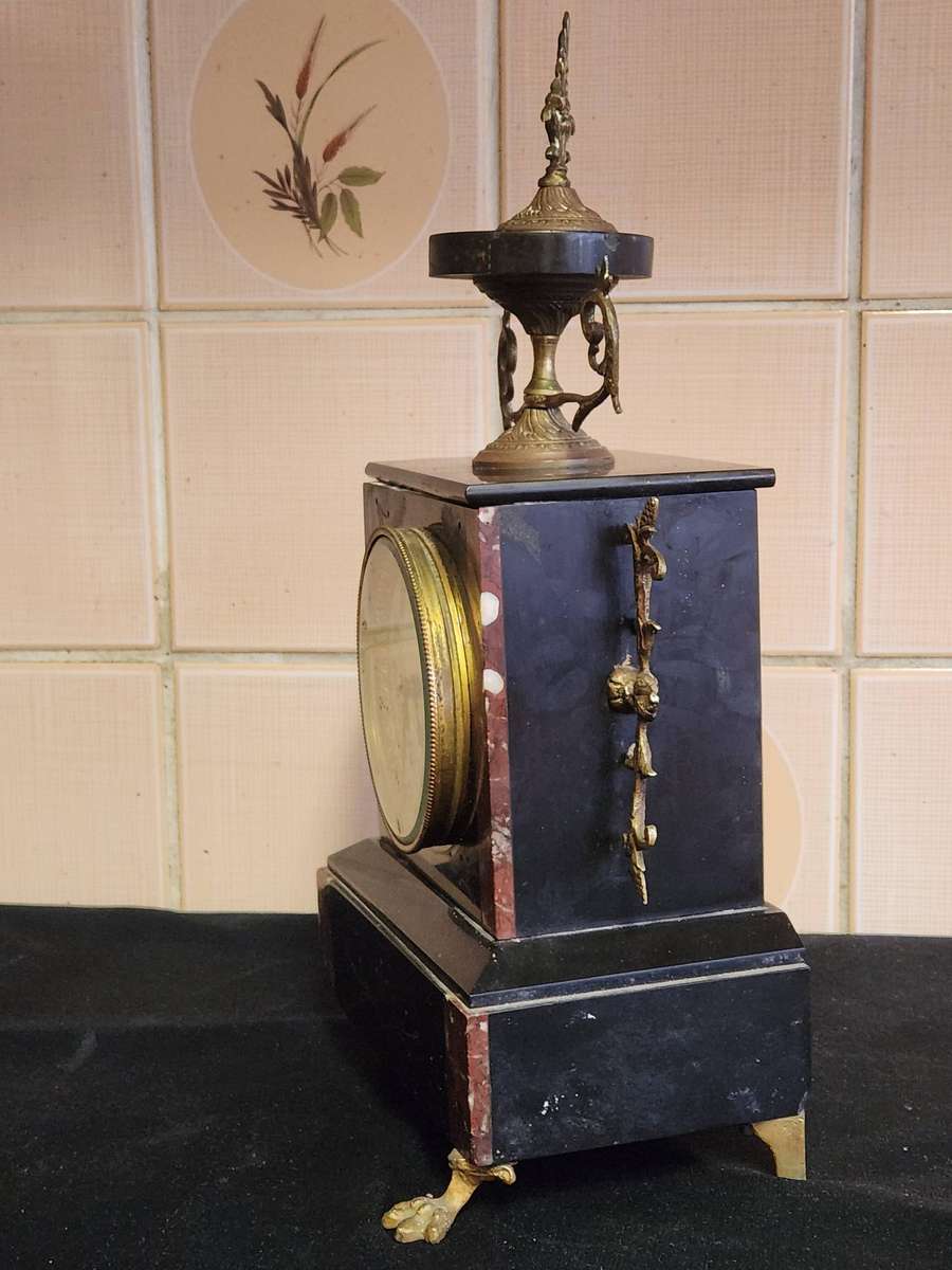 ANTIQUE 19th CENTURY FRENCH MARBLE MANTEL CLOCK FOR RESTORATION