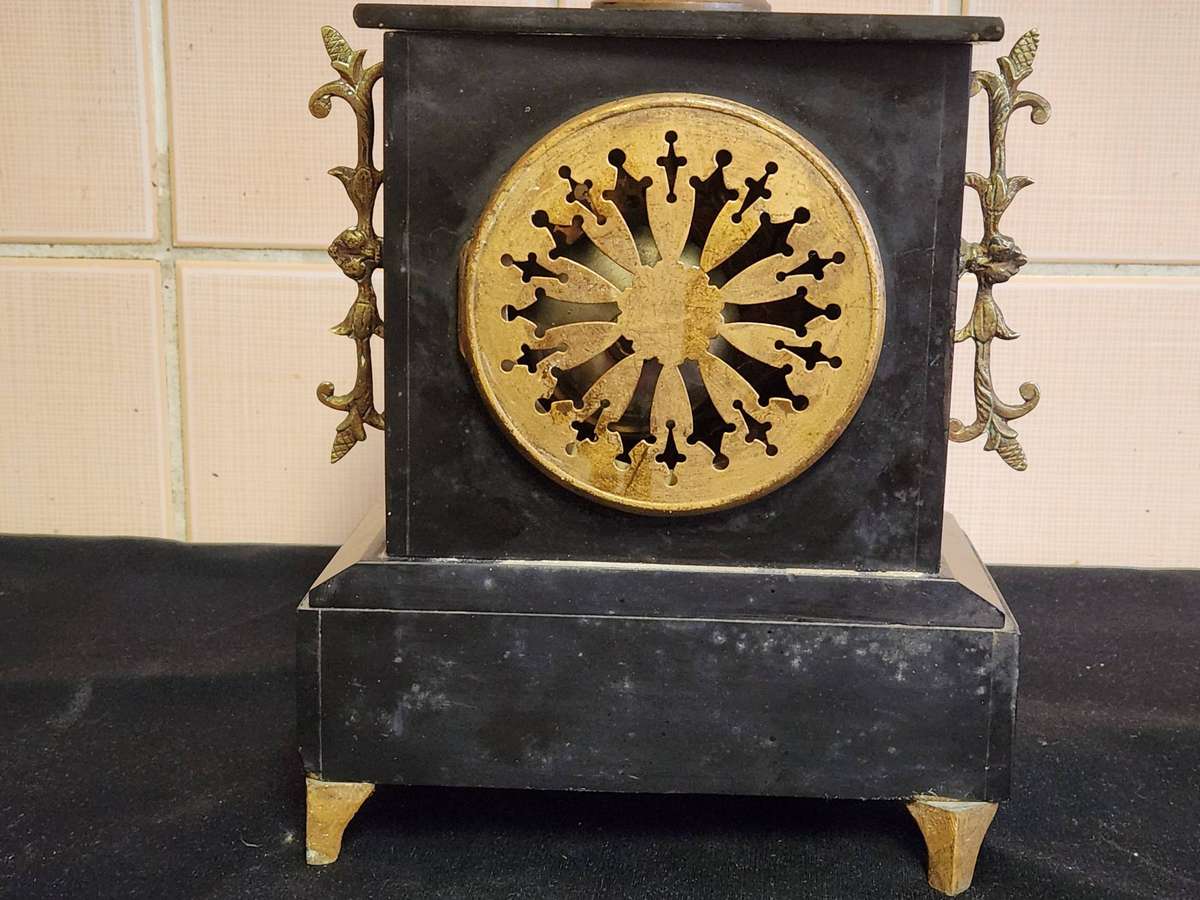 ANTIQUE 19th CENTURY FRENCH MARBLE MANTEL CLOCK FOR RESTORATION