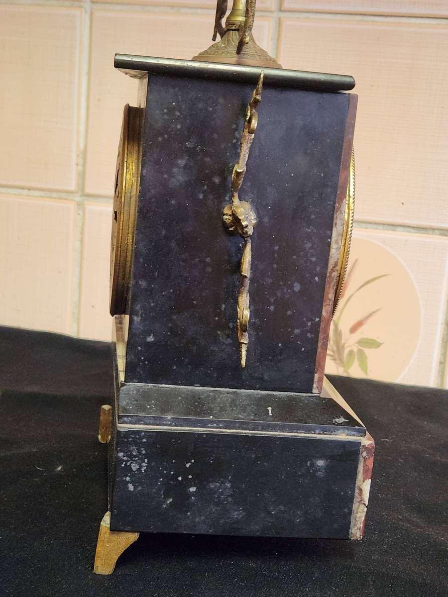 ANTIQUE 19th CENTURY FRENCH MARBLE MANTEL CLOCK FOR RESTORATION
