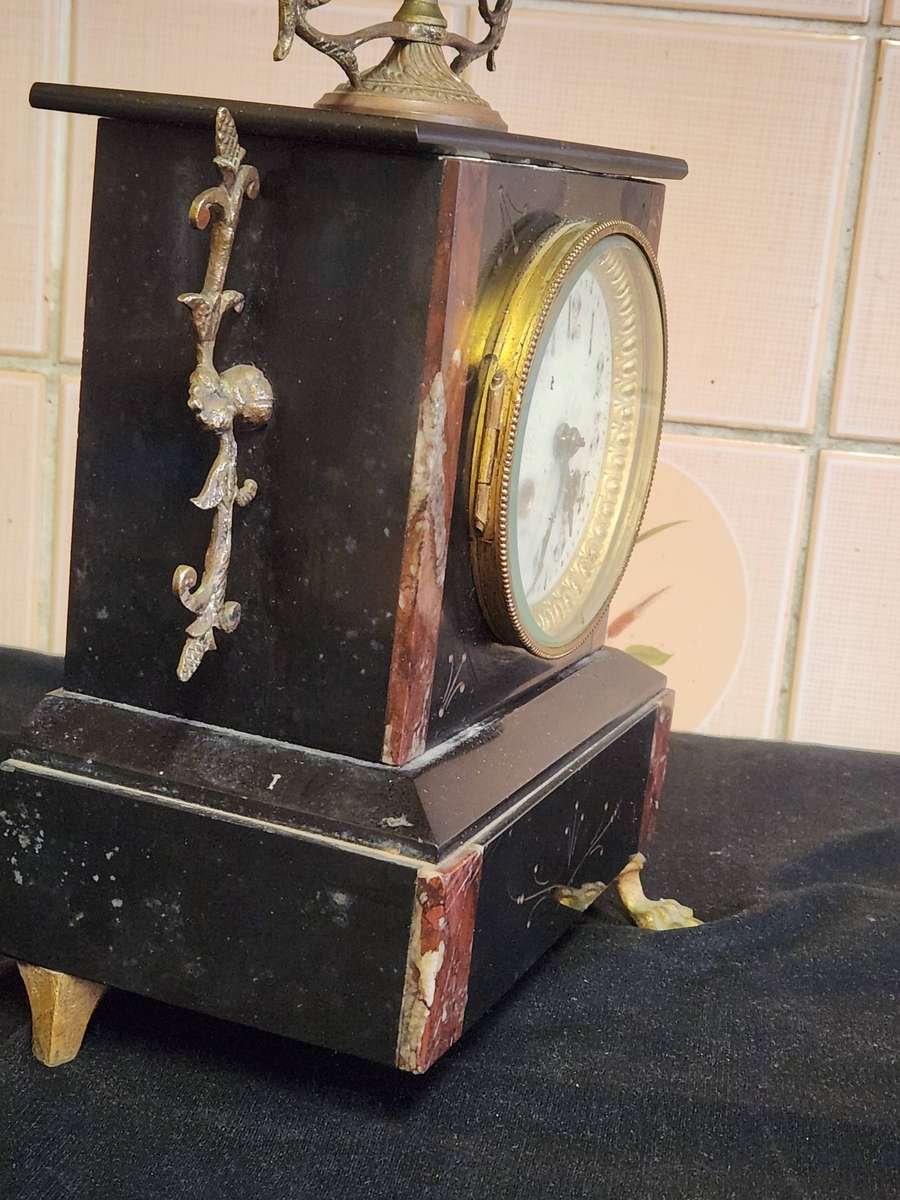 ANTIQUE 19th CENTURY FRENCH MARBLE MANTEL CLOCK FOR RESTORATION
