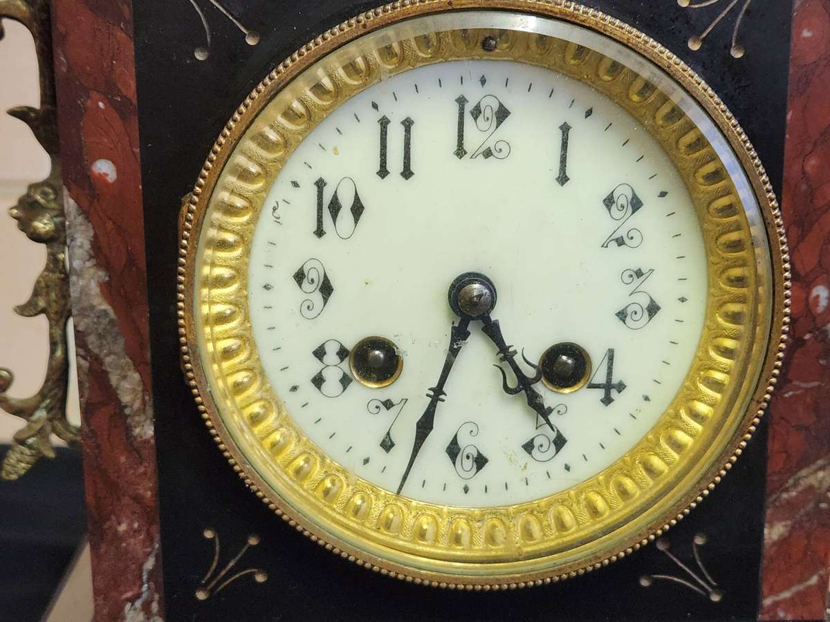 ANTIQUE 19th CENTURY FRENCH MARBLE MANTEL CLOCK FOR RESTORATION