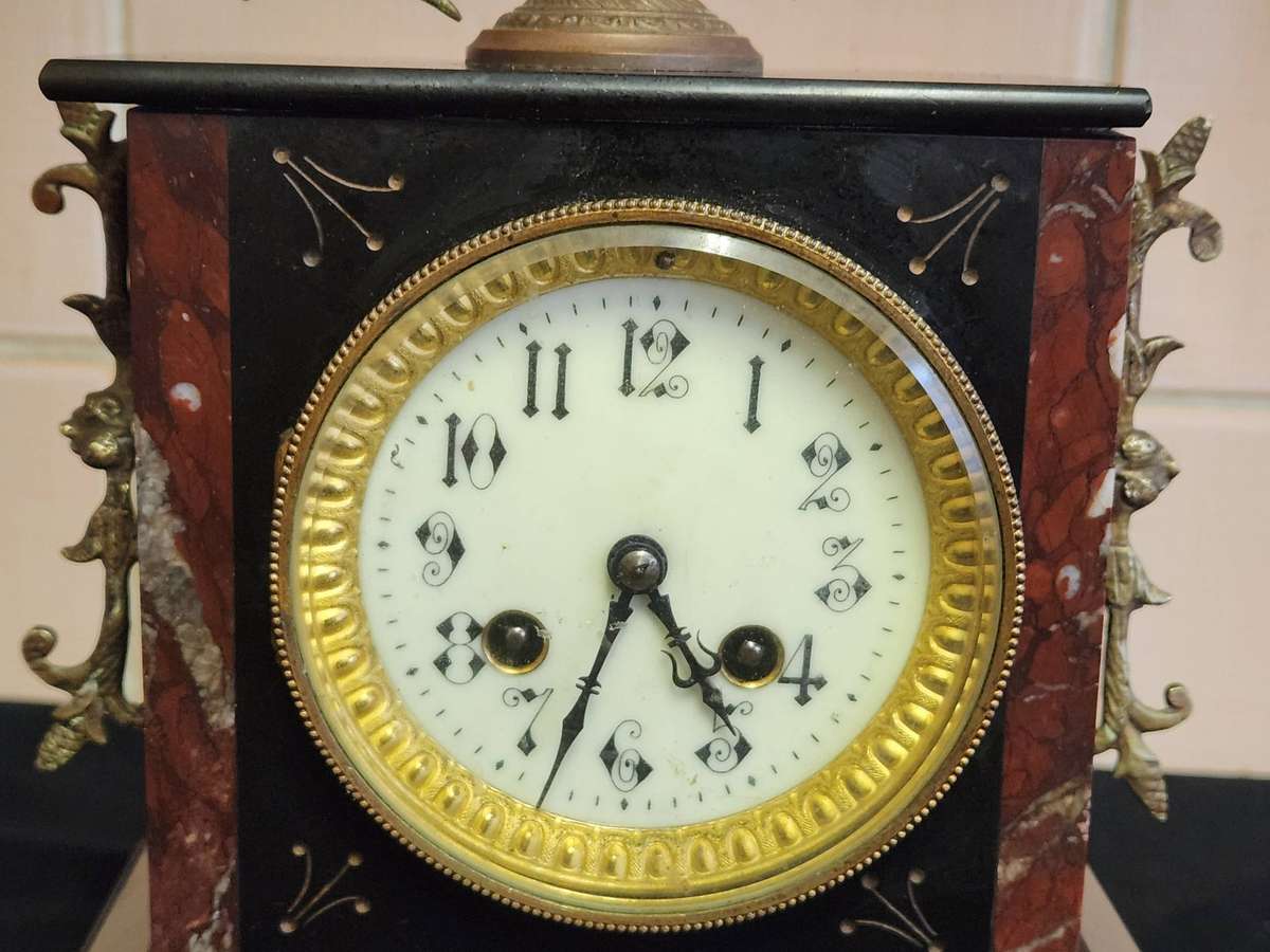 ANTIQUE 19th CENTURY FRENCH MARBLE MANTEL CLOCK FOR RESTORATION