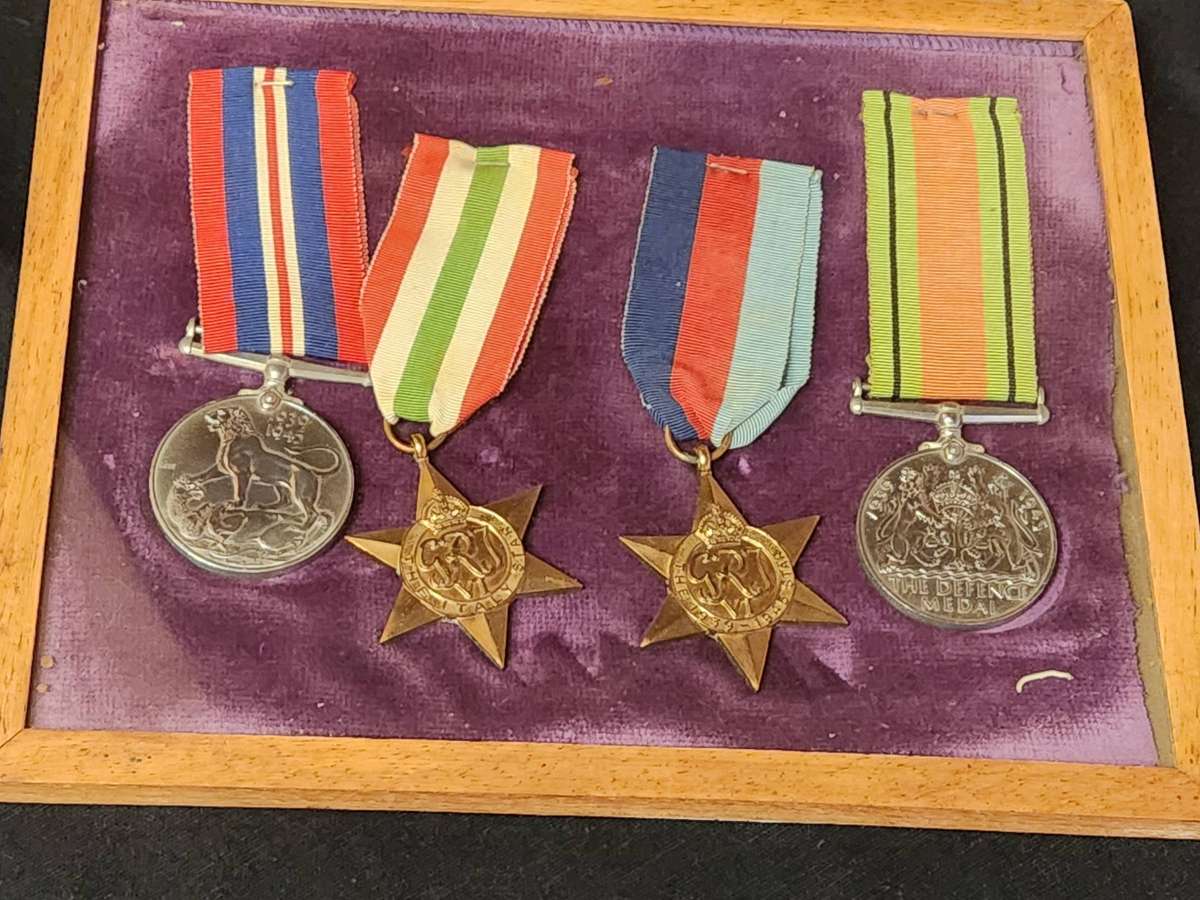 FRAMED SET OF FOUR WORLD WAR 2 MEDALS