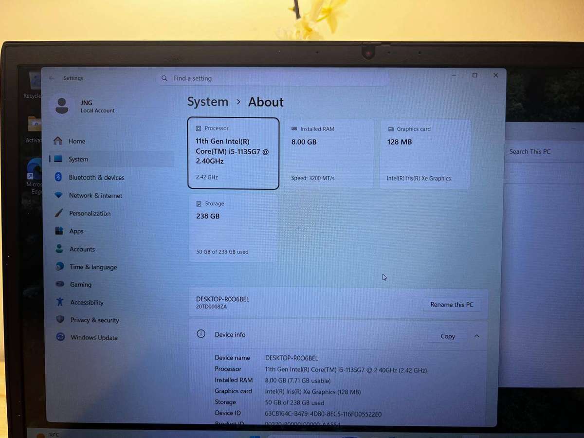 Lenovo Thinkpad  E15 I5 11th gen 8gb ram 256gb ssd