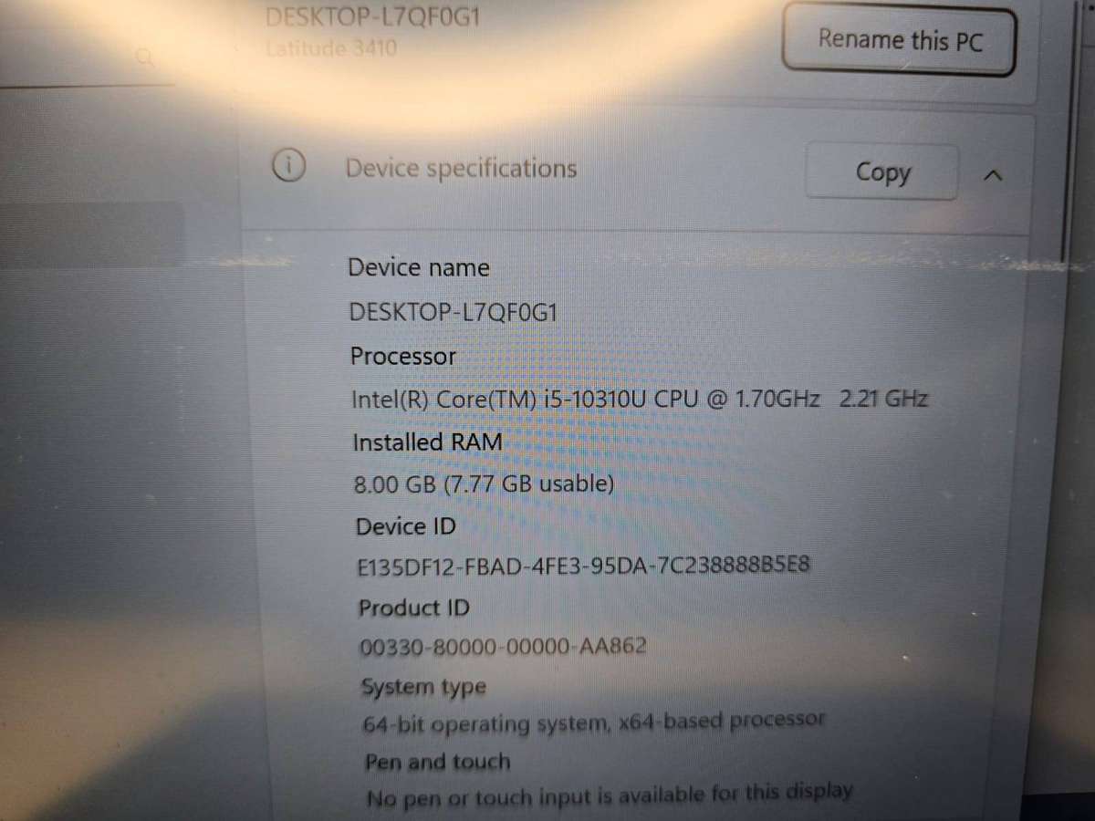 Dell Latitude 3410  Intel i5 10th Gen  8GB RAM  SSD  Windows 11