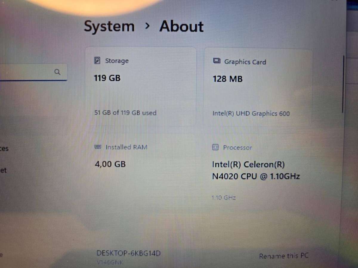 Proline V146GNK Notebook | Intel Celeron N4020 | 4GB RAM | 128GB SSD | 14
