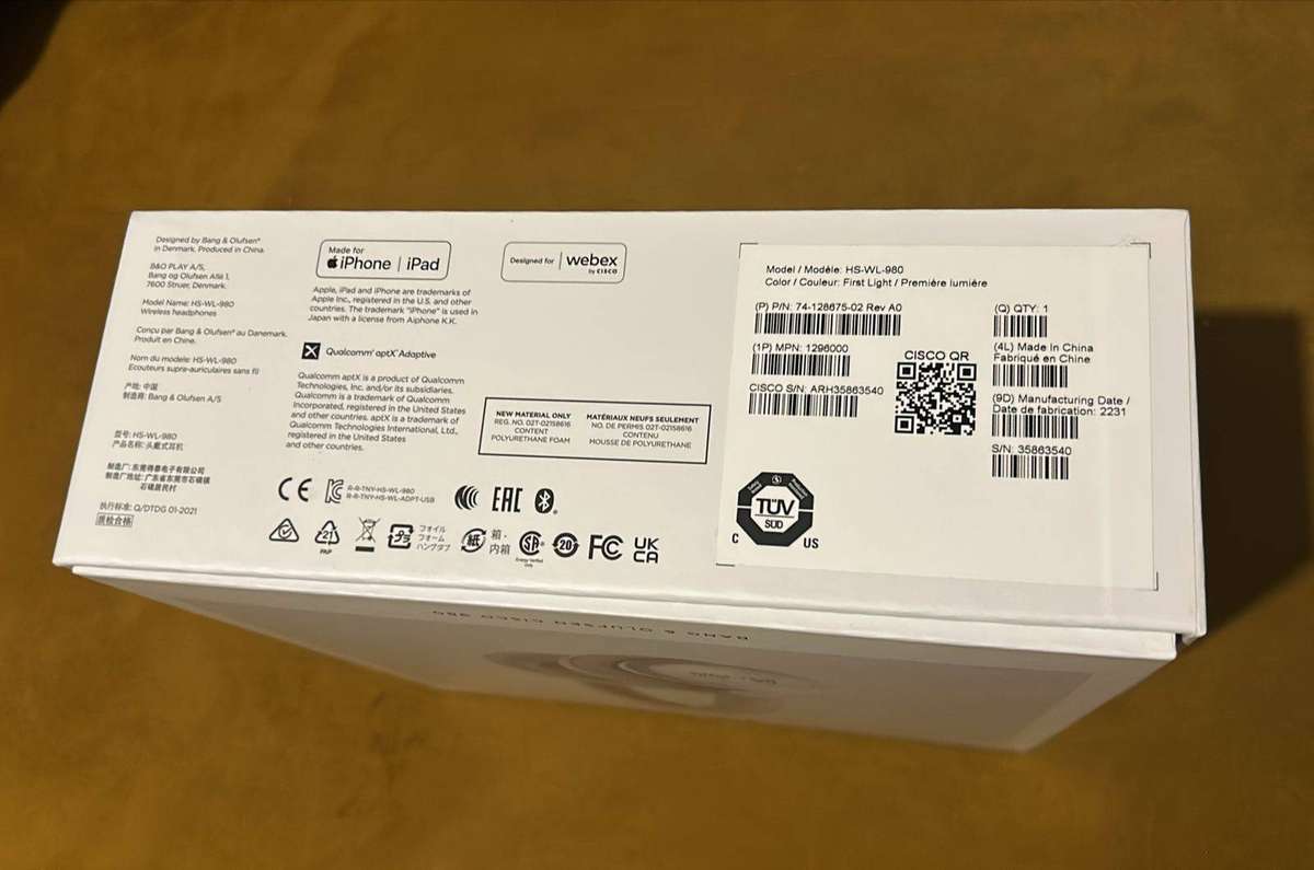 Bang & Olufsen Cisco 980 Wireless Headset | Frost Light | aptX Adaptive | Mint Condition