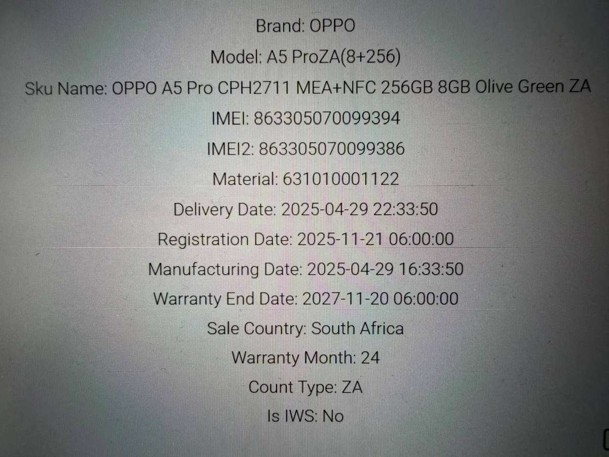 OPPO A5 Pro 256GB / 8GB RAM  Like New